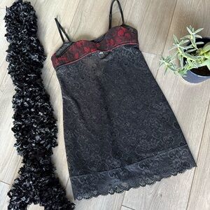 Victorias Secret Lace Chemise Black Red Medium